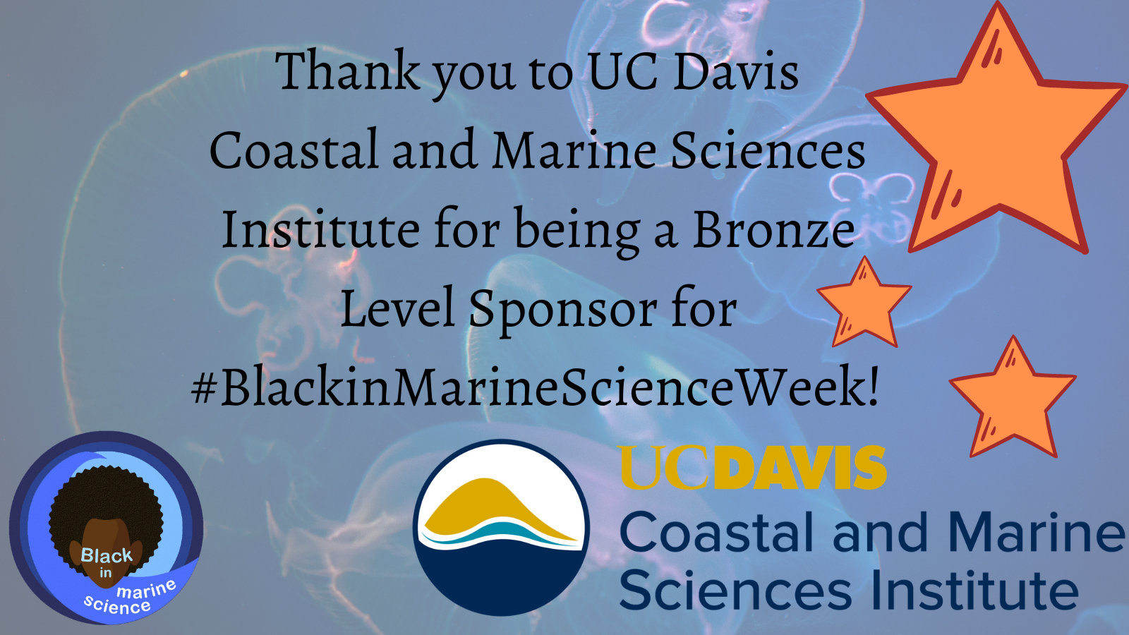 Thank you to UC Davis' Coastal & Marine Science Institute for being a Bronze Level Sponsor for Black in Marine Science Week